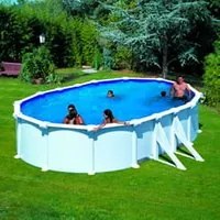 PISCINA FUORI TERRA OVALE GRE ATLANTIS IN ACCIAIO COLORE BIANCO 610X375X132 - COD. KITPROV618