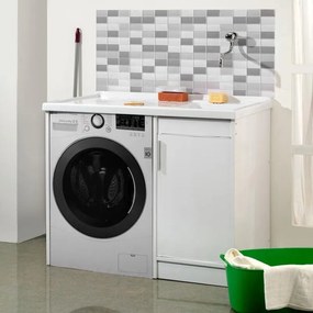 Mobile lavanderia con lavabo incluso ADA bianco ottico L 108 x P 60 x H 64 cm