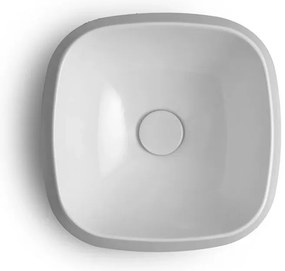 Lavabo da appoggio in ceramica bianco lucido quadrato 42 cm Aris