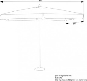 Ombrellone da Giardino 3x4 m Palo Ø48 mm Fantasy in Legno Verde...