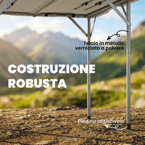 Tavolo da Campeggio Quadrato Pieghevole in Metallo e HDPE, 86x86x74 cm, Bianco...