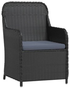 Set da pranzo da giardino 7 pz con cuscini nero