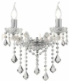 Applique damasco 2 luci cristallo e cromo attacco e14