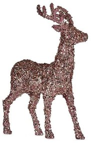 Statua Decorativa Renna di Natale Porporina Rosa Dorato Plastica 15 x 45 x 30 cm (8 Unità)