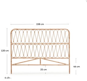 Kave Home - Testiera Caterina in rattan finitura naturale per letto da 150 cm