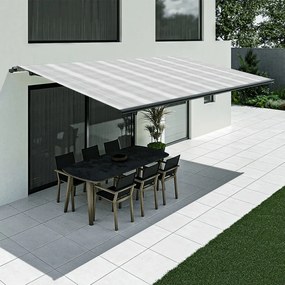 Tenda da sole a righe, righe grigio chiaro, modello Basic senza cassonetto, 1500 x 2400 mm, con manovella, configurazione individuale