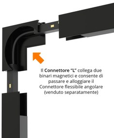 Connettore "L" Verticale per Binario Magnetico a Superficie - Nero