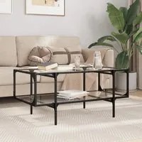 Tavolini con Piano Vetro Trasparente 2 pz 98,5x50x45 cm Acciaio 846042