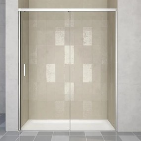 Porta doccia scorrevole Jazz L 120 x H 200cm, Sp. 6 mm in vetro vetro senza finitura / trasparente profilo cromo