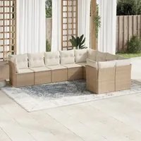 Set Divano da Giardino 9 pz con Cuscini Beige in Polyrattan 3250007