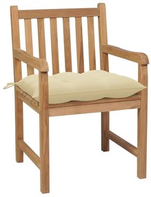 Sedie da giardino 6 pz e cuscini bianco crema massello di teak