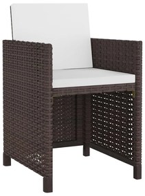 Set da pranzo da giardino 11 pz con cuscini polyrattan marrone