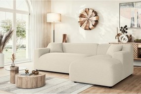 Divano angolare beige/color crema (con penisola a destra e chaise lounge) rivestito in velluto a coste Martin – Ropez