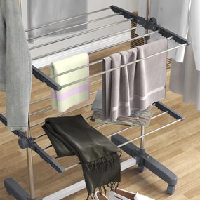 Stendino Verticale 4 Ripiani Regolabili 142x55x172 cm in Acciaio e Plastica Grigio e Argento...