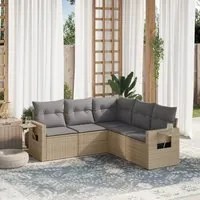 Set Divano da Giardino 5 pz con Cuscini Beige in Polyrattan 3220148