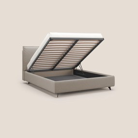 Nives letto imbottito contenitore sfoderabile in microfibra velluto impermeabile T09 tortora