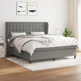 Giroletto A Molle Con Materasso Grigio Scuro 160x200 Cm Tessuto /