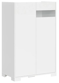 Madia e Credenza alta con Porta TV Riflesso bianco lucido e cashmere, Bianco Lucido / Credenza alta / 2