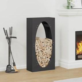 Rastrelliera Per Legna Da Ardere Nera 50x23x100 Cm /