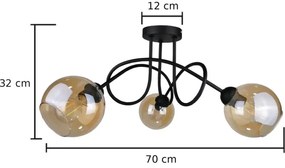 Lampadario a plafone VENUS BLACK 3xE27/60W/230V