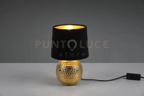 Sophia lampada da tavolo base ceramica oro e paralume effetto vellu...