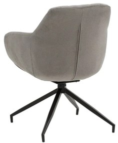 Set di poltroncine girevoli STONESTOWN in tessuto grigio e gambe in metallo nero, con braccioli