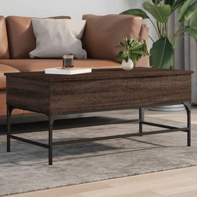 Tavolino Rovere Marrone 100x50x45cm Legno Multistrato E Metallo /