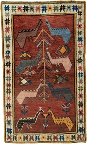 Gabbeh Tappeto 110x190 Rosso (Iran) Annodato A Mano