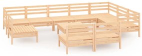 Set Salotto da Giardino 11 pz in Legno Massello di Pino