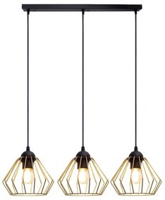 Lampadario a sospensione con filo CEED GOLD 3xE27/60W/230V nero/oro