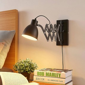 Lindby Applique Merle, nero, 60 cm, lampada da lettura, estensibile