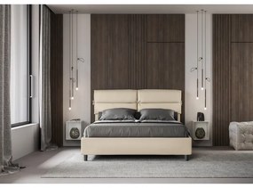 Letto con rete imbottito 160x190 similpelle tortora Nandy