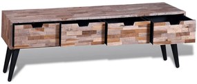 Armadietto consolle tv con 4 cassetti in legno anticato di teak