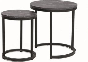 Set di Tavolini da caffè Hola effetto marmo nero/nero