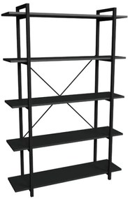 Libreria 5 Ripiani Stile Industrial 120x34x180 Jonah Antracite