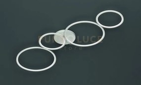 Rondo plafoniera led 37w 4800lm, 3000k 4 cerchi metallo bianco opac...