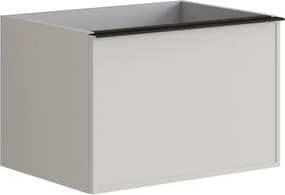 Cassettiera Pixel con 2 cassetti (1 interno) frontale frame laccato opaco Beige Greige e maniglia alluminio nero opaco L60 H40 P45,5 cm