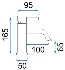 REA-B4102 - Miscelatore per lavabo LUNGO 16,5 cm nero