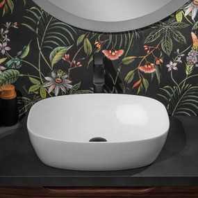 Lavabo d'appoggio 50x38 cm in ceramica bianco lucido