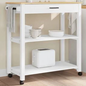 Carrello Da Cucina Monza 84x40x90 Cm İn Legno Massello Di Pino /