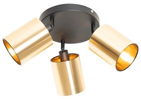 Faretto moderno nero con oro 3 luci - Lofty