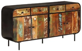 Credenza 140x35x70 Cm İn Legno Massello Di Recupero E Metallo /