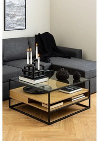 Tavolino con piano in vetro in colore naturale 80x80 cm Randolf - Actona