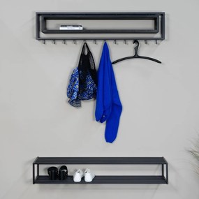 Scarpiera nera in metallo da parete 118x20,5x30,5 cm School – Spinder Design