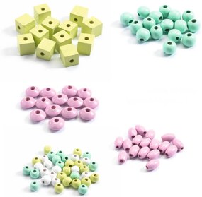 Perline in legno - foglie e fiori