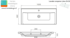 Lavabo bagno 100 cm sospeso Litos-SV10 - KAMALU
