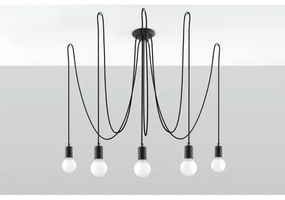 Sollux SL.0371 - Lampadario a sospensione con filo EDISON 5 5xE27/60W/230V ragno nero