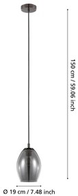 Eglo 39564 - Lampadario a sospensione con filo ESTANYS 1xE27/60W/230V fumé