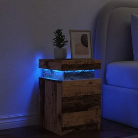 Comodino Con Led Legno Antico 35x39x55 Cm İn Truciolato /