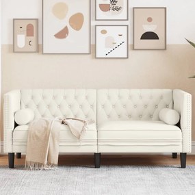Divano Chesterfield Con Rinforzi 2 Posti Crema İn Velluto /